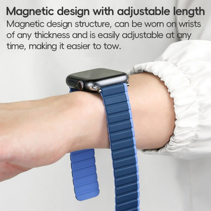 For Apple Watch Series 3 42mm ZGA Two Color Magnetic Silicone Watch Band(Dark Blue+Light Blue) - Watch Bands by ZGA | Online Shopping South Africa | PMC Jewellery | Buy Now Pay Later Mobicred