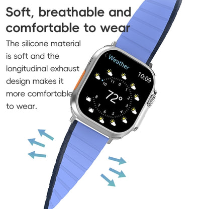 For Apple Watch Series 7 45mm ZGA Two Color Magnetic Silicone Watch Band(Dark Blue+Light Blue) - Watch Bands by ZGA | Online Shopping South Africa | PMC Jewellery
