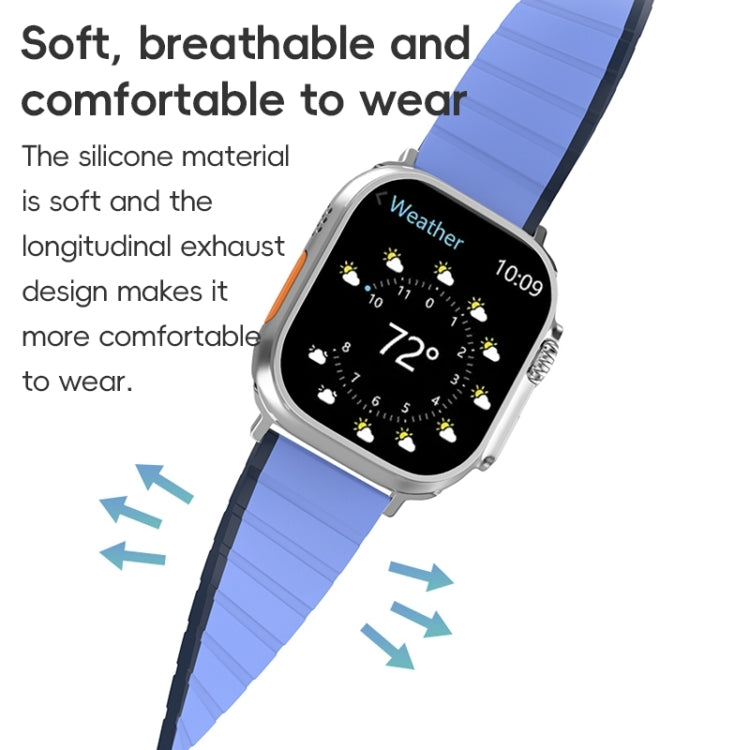 For Apple Watch Series 4 44mm ZGA Two Color Magnetic Silicone Watch Band(Dark Blue+Light Blue) - Watch Bands by ZGA | Online Shopping South Africa | PMC Jewellery | Buy Now Pay Later Mobicred