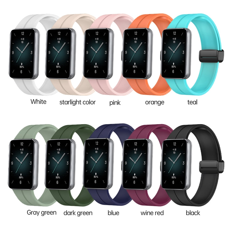 For Honor Band 9 Magnetic Folding Black Buckle Silicone Watch Band(Teal) - Watch Bands by PMC Jewellery | Online Shopping South Africa | PMC Jewellery