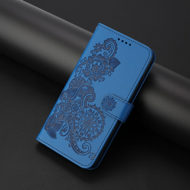 For iPhone 16 Pro Max Datura Flower Embossed Flip Leather Phone Case(Blue) - iPhone 16 Pro Max Cases by PMC TechLife | Online Shopping South Africa | PMC TechLife | Buy Now Pay Later Mobicred