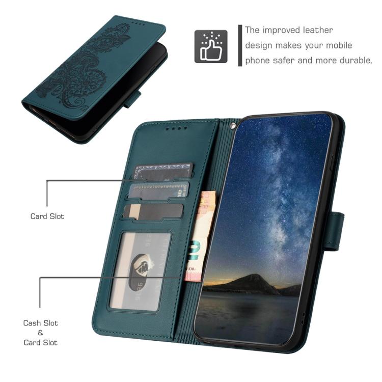 For iPhone 17 Datura Flower Embossed Flip Leather Phone Case(Dark Green) - free shipping - PMc TechLife - Order now!