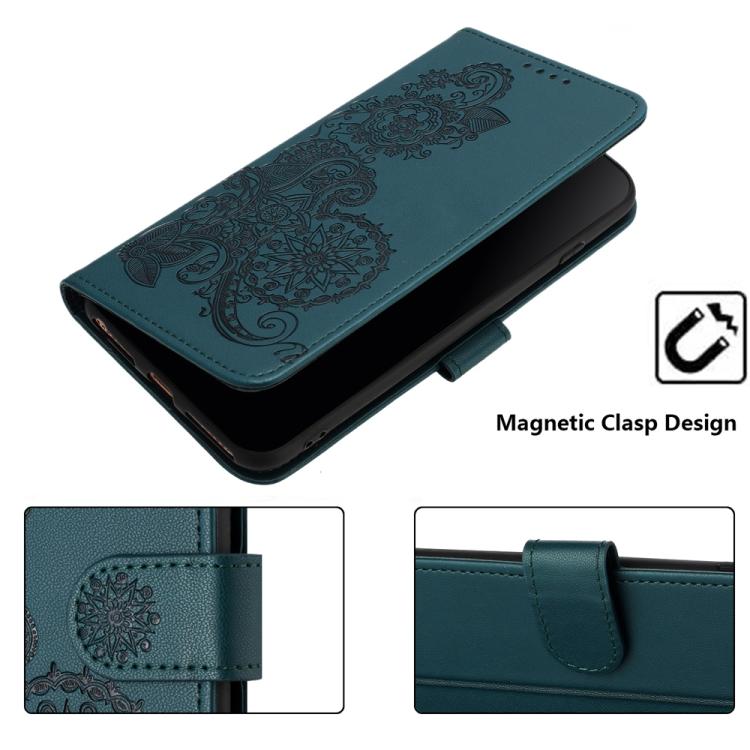 For iPhone 17 Datura Flower Embossed Flip Leather Phone Case(Dark Green) - free shipping - PMc TechLife - Order now!