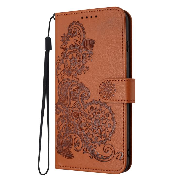 For iPhone 17 Pro Max Datura Flower Embossed Flip Leather Phone Case(Brown) - free shipping - PMc TechLife - Order now!