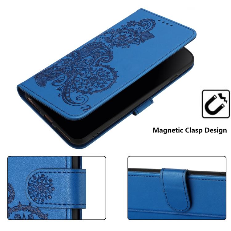 For iPhone 17 Pro Datura Flower Embossed Flip Leather Phone Case(Blue) - free shipping - PMc TechLife - Order now!