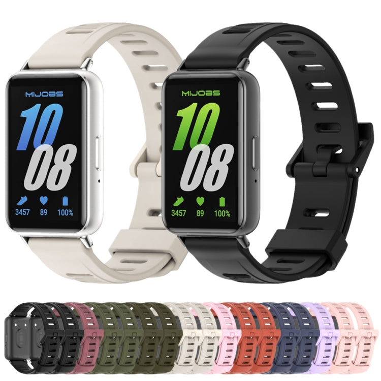 For Samsung Galaxy Fit 3 Mijobs Flat Hole Silicone Watch Band(Black) - Watch Bands by MIJOBS | Online Shopping South Africa | PMc TechLife | Buy Now Pay Later Mobicred