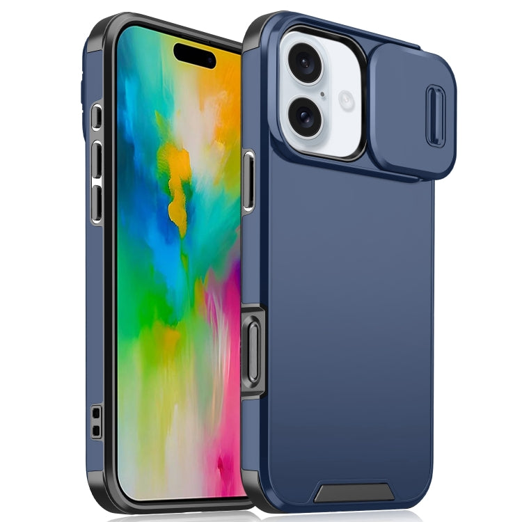 For iPhone 16 Plus Sliding Camshield TPU + PC Phone Case(Blue) - iPhone 16 Plus Cases by PMC TechLife | Online Shopping South Africa | PMC TechLife | Buy Now Pay Later Mobicred