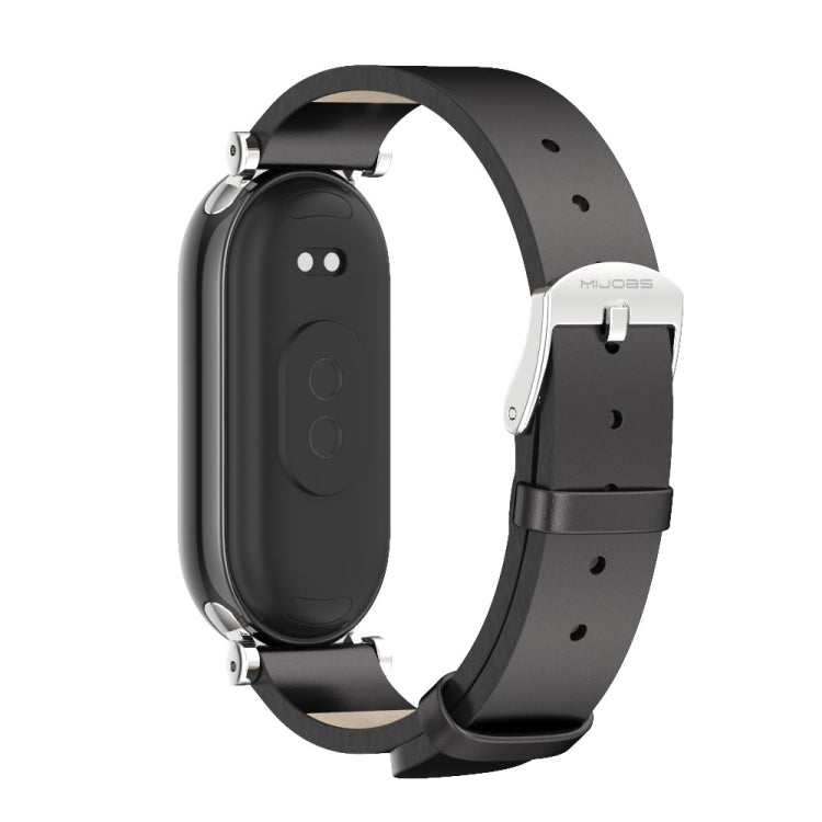 For Xiaomi Smart Band 10 / 9 / 8 Mijobs GT4 First Layer Cowhide Watch Band(Black Silver) - free shipping - PMc TechLife - Order now!