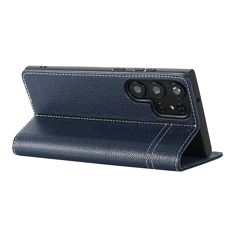 For Samsung Galaxy S24+ 5G GEBEI Top-grain Horizontal Flip Leather Phone Case(Blue) - Galaxy S24+ 5G Cases by GEBEI | Online Shopping South Africa | PMC Jewellery | Buy Now Pay Later Mobicred