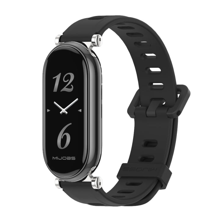 For Xiaomi Smart Band 10 / 9 / 8 Mijobs GT4 Flat Hole Silicone Watch Band(Black Silver) - free shipping - PMC TechLife - Order now!