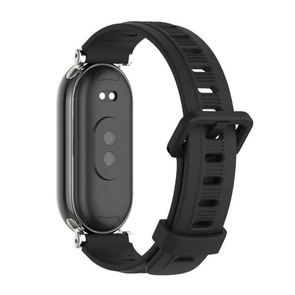 For Xiaomi Mi Band 8 Mijobs GT4 Flat Hole Silicone Watch Band(Black Silver) - Watch Bands by MIJOBS | Online Shopping South Africa | PMC Jewellery