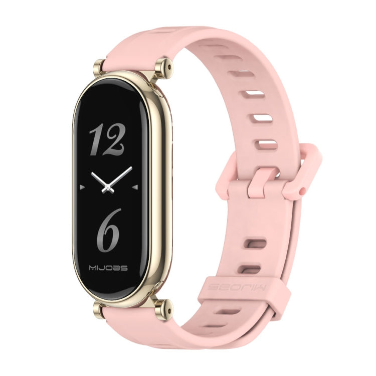 For Xiaomi Mi Band 8 Mijobs GT4 Flat Hole Silicone Watch Band(Pink Light Gold) - Watch Bands by MIJOBS | Online Shopping South Africa | PMC Jewellery