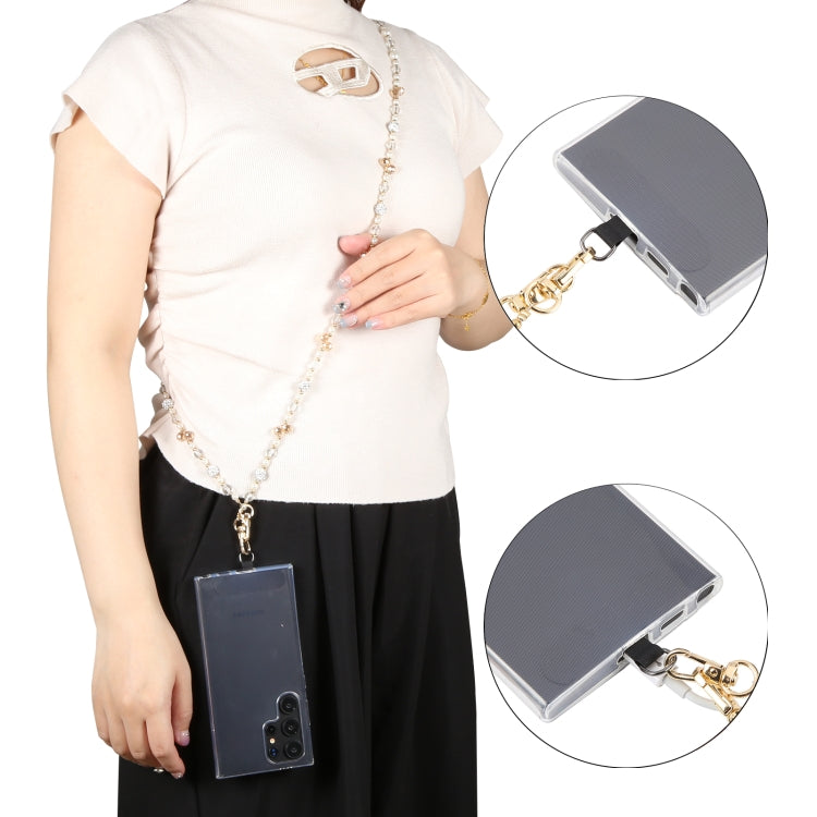 Mobile Phone Anti-lost Long Chain Flash Diamond Pearl Crossbody Lanyard(Pink) - Lanyards & Wrist Straps by PMc TechLife | Online Shopping South Africa | PMc TechLife | Buy Now Pay Later Mobicred