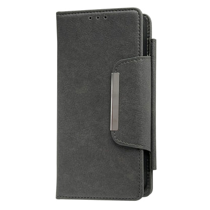 For iPhone 16 Pro Max Multifunctional Seven Cards Wallet Leather Phone Case(Grey) - iPhone 16 Pro Max Cases by PMC Jewellery | Online Shopping South Africa | PMC Jewellery | Buy Now Pay Later Mobicred