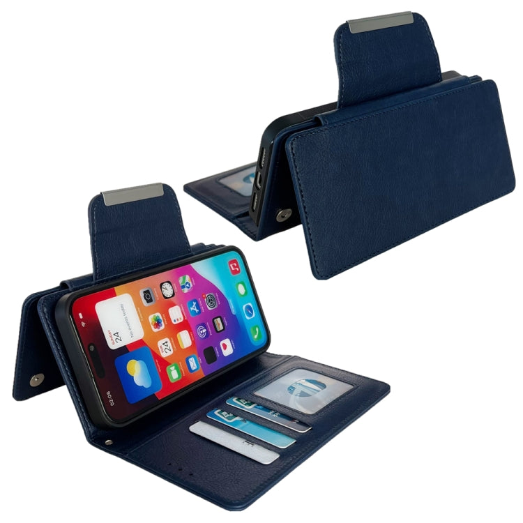 For iPhone 16 Pro Max Multifunctional Seven Cards Wallet Leather Phone Case(Royal Blue) - iPhone 16 Pro Max Cases by PMC Jewellery | Online Shopping South Africa | PMC Jewellery | Buy Now Pay Later Mobicred