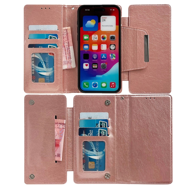 For iPhone 16 Pro Multifunctional Seven Cards Wallet Leather Phone Case(Rose Gold) - iPhone 16 Pro Cases by PMC Jewellery | Online Shopping South Africa | PMC Jewellery | Buy Now Pay Later Mobicred