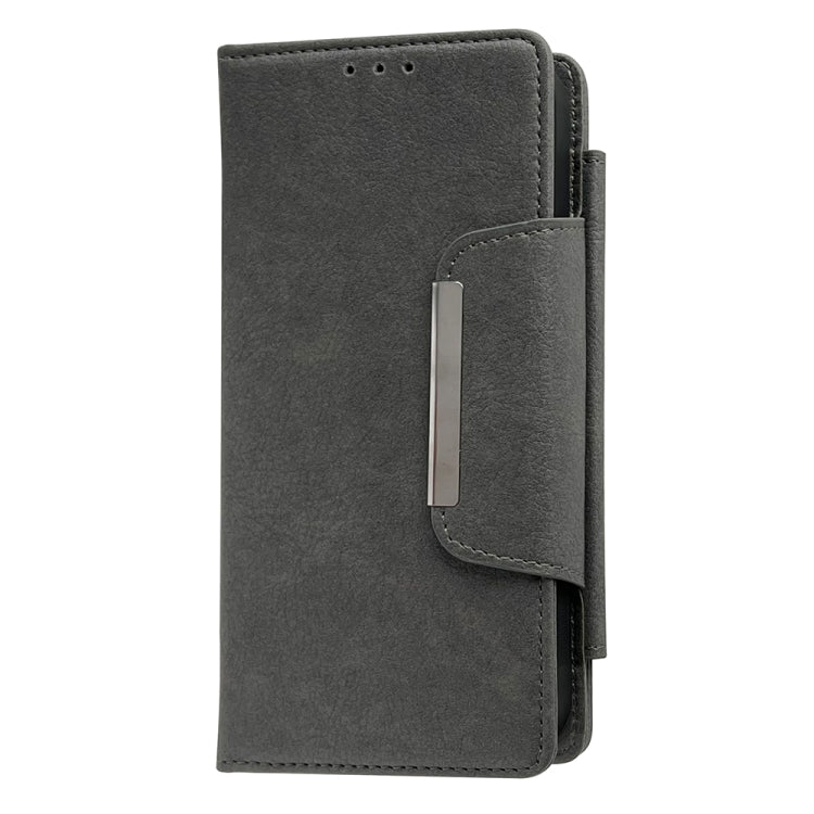 For iPhone 16 Plus Multifunctional Seven Cards Wallet Leather Phone Case(Grey) - iPhone 16 Plus Cases by PMC Jewellery | Online Shopping South Africa | PMC Jewellery | Buy Now Pay Later Mobicred