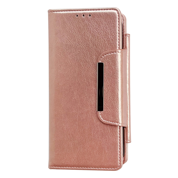 For iPhone 16 Multifunctional Seven Cards Wallet Leather Phone Case(Rose Gold) - iPhone 16 Cases by PMC Jewellery | Online Shopping South Africa | PMC Jewellery | Buy Now Pay Later Mobicred