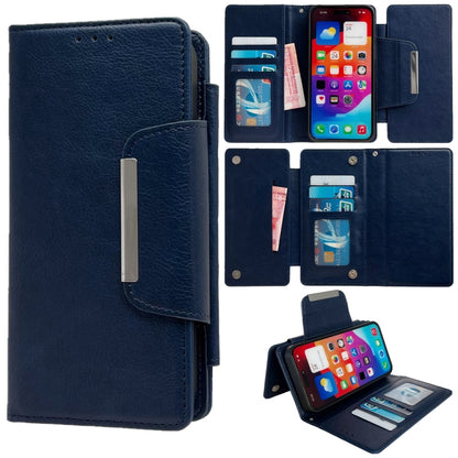 For iPhone 16 Multifunctional Seven Cards Wallet Leather Phone Case(Royal Blue) - iPhone 16 Cases by PMC Jewellery | Online Shopping South Africa | PMC Jewellery | Buy Now Pay Later Mobicred