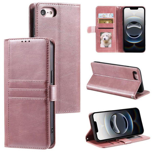 For iPhone 16e Simple 6-Card Wallet Leather Phone Case(Rose Gold) - iPhone 16e Cases by PMC Jewellery | Online Shopping South Africa | PMC Jewellery | Buy Now Pay Later Mobicred