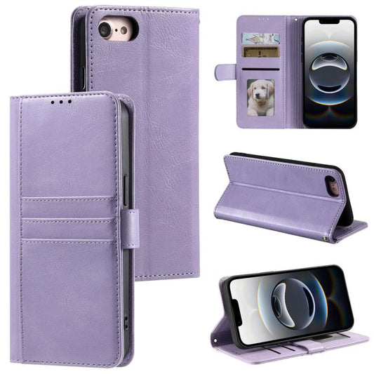 For iPhone 16e Simple 6-Card Wallet Leather Phone Case(Purple) - iPhone 16e Cases by PMC Jewellery | Online Shopping South Africa | PMC Jewellery | Buy Now Pay Later Mobicred