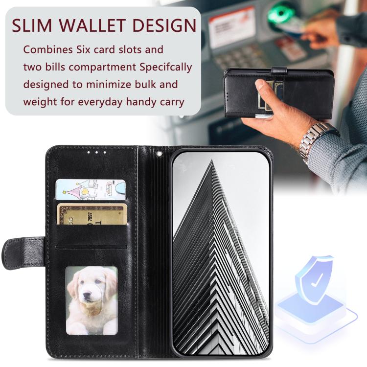 For iPhone 16e Simple 6-Card Wallet Leather Phone Case(Black) - iPhone 16e Cases by PMC TechLife | Online Shopping South Africa | PMC TechLife | Buy Now Pay Later Mobicred