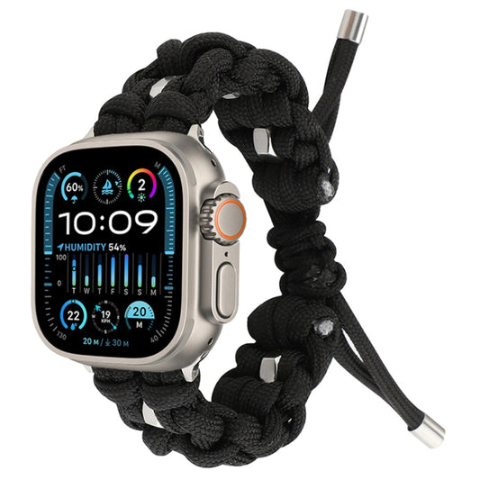 For Apple Watch Ultra 49mm Screw Nut Braided Paracord Watch Band(Black) - Watch Bands by PMC Jewellery | Online Shopping South Africa | PMC Jewellery | Buy Now Pay Later Mobicred