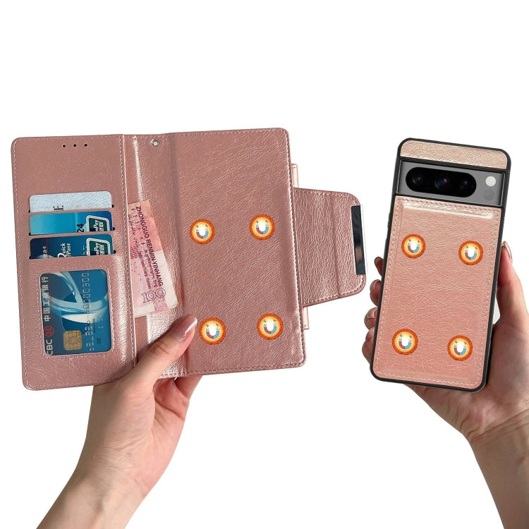 For Google Pixel 8 Multifunctional 7-Card Wallet Leather Phone Case(Rose Gold) - Google Cases by PMC TechLife | Online Shopping South Africa | PMC TechLife | Buy Now Pay Later Mobicred
