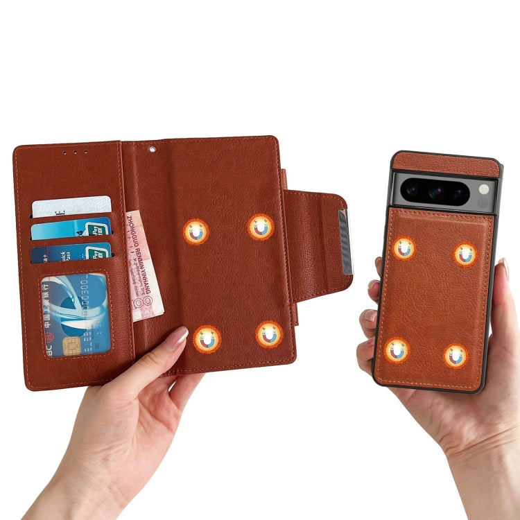 For Google Pixel 6a Multifunctional 7-Card Wallet Leather Phone Case(Brown) - Google Cases by PMC TechLife | Online Shopping South Africa | PMC TechLife | Buy Now Pay Later Mobicred