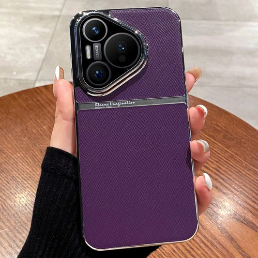 For Huawei Pura 70 Pro Electroplating Oblique Texture Shockproof Phone Case(Purple) - Huawei Cases by PMC Jewellery | Online Shopping South Africa | PMC Jewellery | Buy Now Pay Later Mobicred