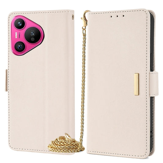 For Huawei Pura 70 5G Crossbody Chain Leather Phone Case(White) - Huawei Cases by PMC Jewellery | Online Shopping South Africa | PMC Jewellery | Buy Now Pay Later Mobicred