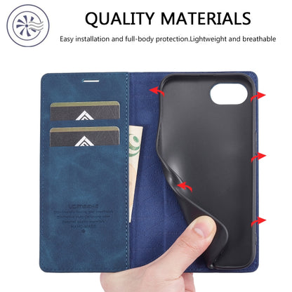 For iPhone SE 2024 LC.IMEEKE Strong Magnetic Leather Phone Case with Holder & Card Slots & Wallet(Blue) - More iPhone Cases by LC.IMEEKE | Online Shopping South Africa | PMC Jewellery | Buy Now Pay Later Mobicred