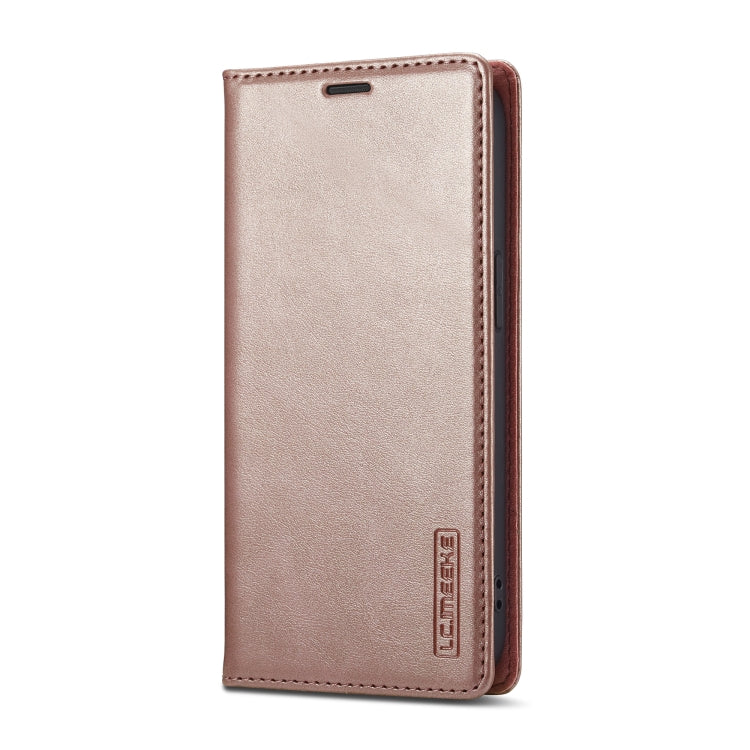 For iPhone SE 2024 LC.IMEEKE Strong Magnetic Leather Phone Case with Holder & Card Slots & Wallet(Rose Gold) - More iPhone Cases by LC.IMEEKE | Online Shopping South Africa | PMC Jewellery | Buy Now Pay Later Mobicred