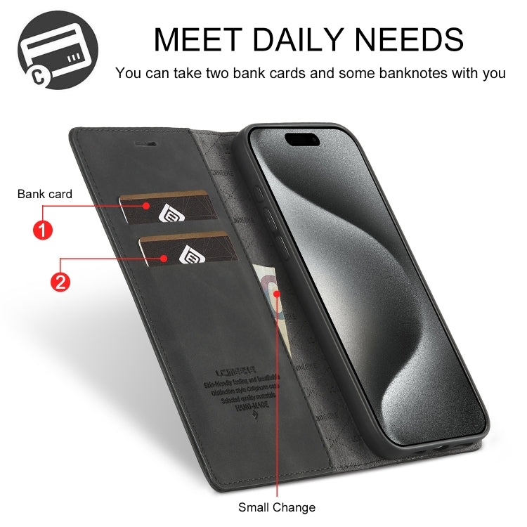 For iPhone 16 Pro Max LC.IMEEKE Strong Magnetism Microfiber Leather Phone Case(Black) - free shipping - PMC Jewellery - Order now!