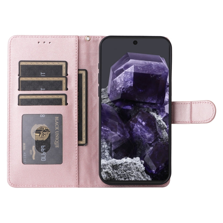For Google Pixel 9 Pro Diamond Lattice Leather Flip Phone Case(Rose Gold) - Google Cases by PMC TechLife | Online Shopping South Africa | PMC TechLife | Buy Now Pay Later Mobicred