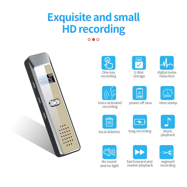 JNN Q7 Mini Portable Voice Recorder with OLED Screen, Memory:4GB(Grey+Gold) - Recording Pen by JNN | Online Shopping South Africa | PMC TechLife | Buy Now Pay Later Mobicred