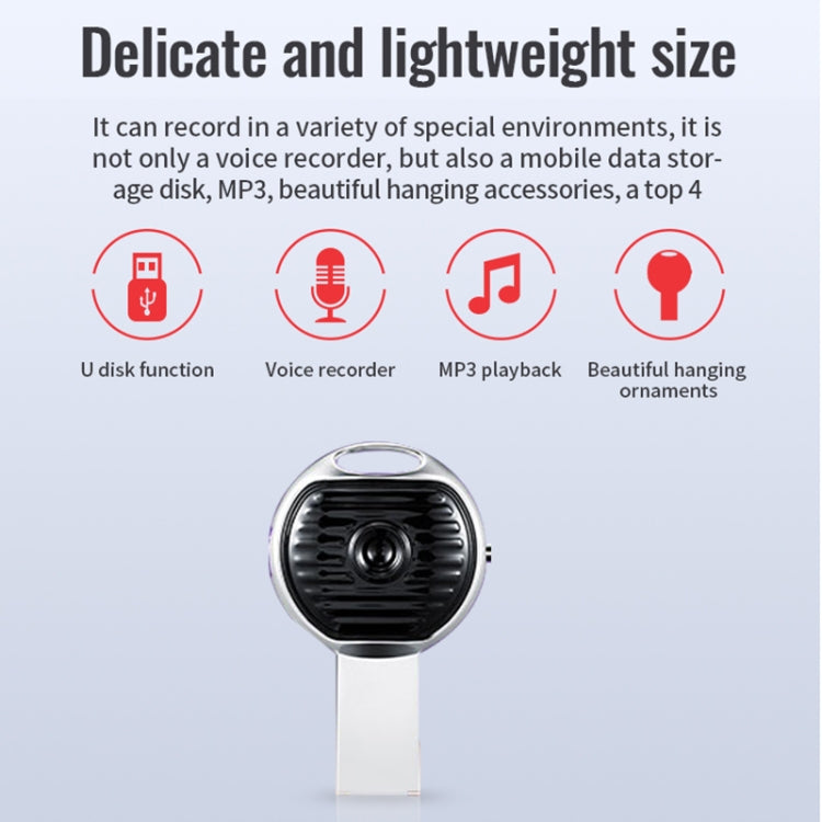 JNN S13 Zinc Alloy U-disk Voice Recorder, Memory:8GB(Silver) - U-Disk Recorder by JNN | Online Shopping South Africa | PMC TechLife | Buy Now Pay Later Mobicred