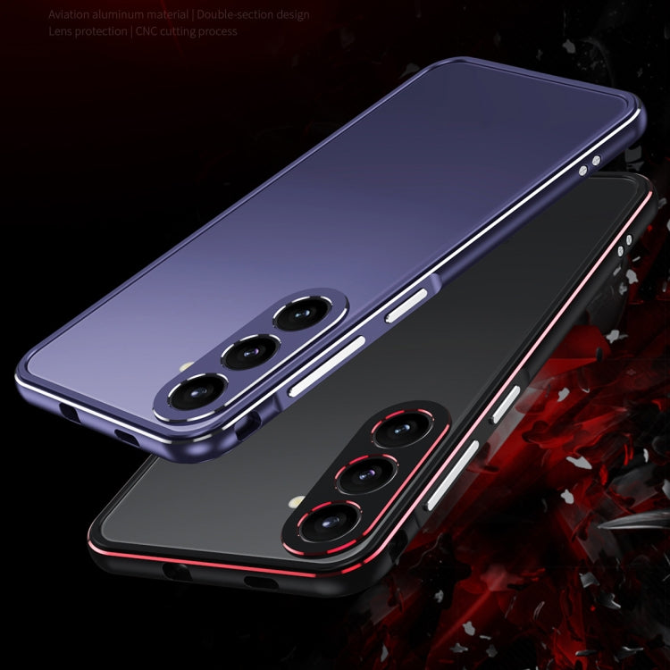 For Samsung Galaxy S24 5G Aurora Series Lens Protector + Metal Frame Phone Case(Black Blue) - free shipping - PMC Jewellery - Order now!