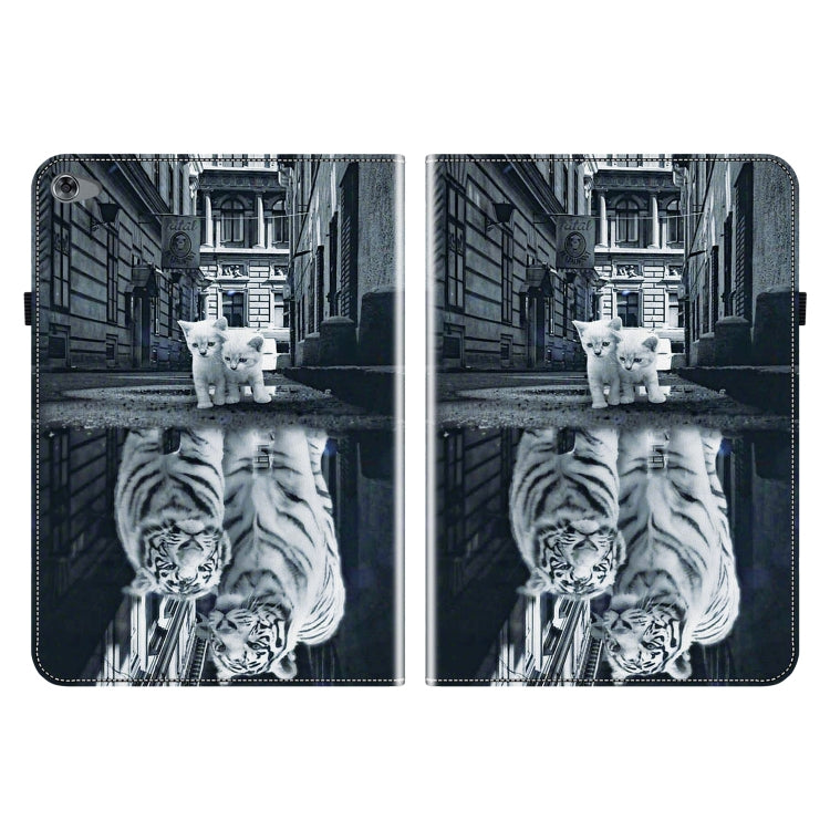 For Huawei MediaPad M5 Lite 10 / C5 10.1 Crystal Texture Painted Leather Smart Tablet Case(Cat Reflection Tiger) - Huawei by PMC TechLife | Online Shopping South Africa | PMC TechLife | Buy Now Pay Later Mobicred