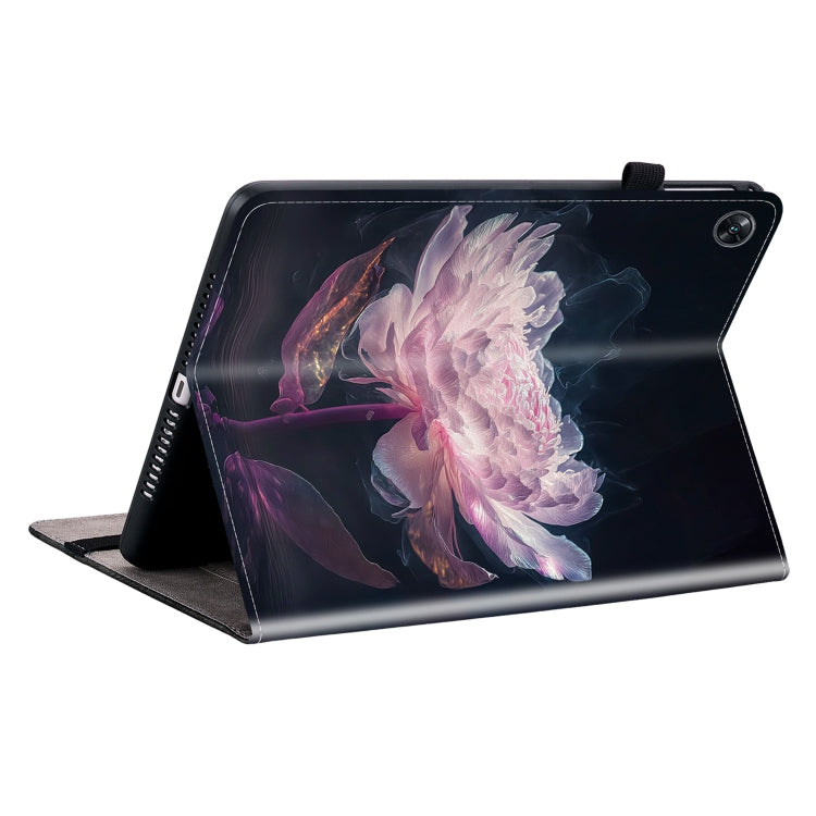 For OPPO Pad Air Crystal Texture Painted Leather Tablet Case(Purple Peony) - free shipping - PMC TechLife - Order now!