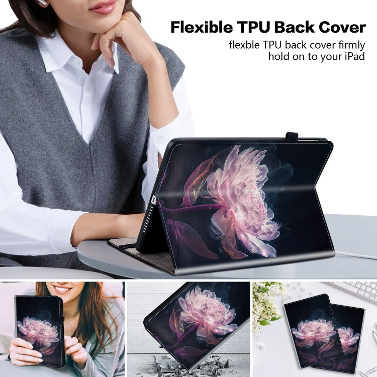 For OPPO Pad Air Crystal Texture Painted Leather Tablet Case(Purple Peony) - free shipping - PMC TechLife - Order now!