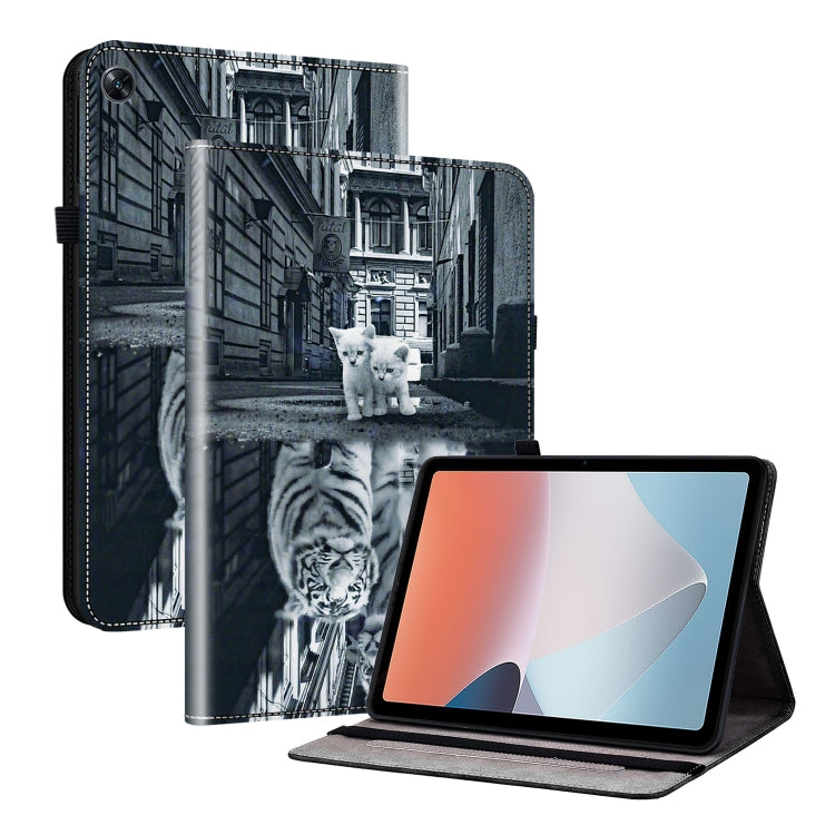 For OPPO Pad Air Crystal Texture Painted Leather Tablet Case(Cat Reflection Tiger) - OPPO by PMC TechLife | Online Shopping South Africa | PMC TechLife | Buy Now Pay Later Mobicred
