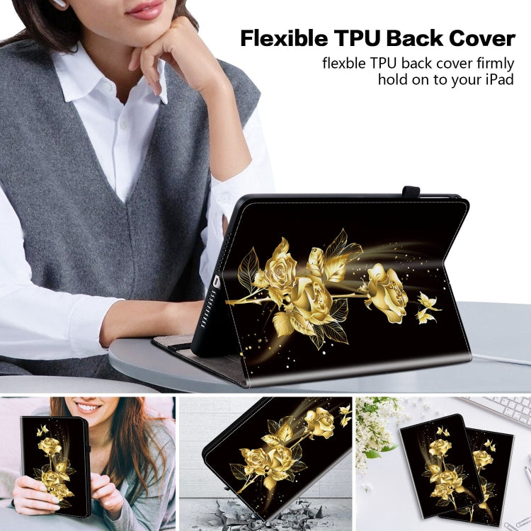 For Realme Pad 10.4 Crystal Texture Painted Leather Tablet Case(Gold Butterfly Rose) - Realme by PMC TechLife | Online Shopping South Africa | PMC TechLife | Buy Now Pay Later Mobicred