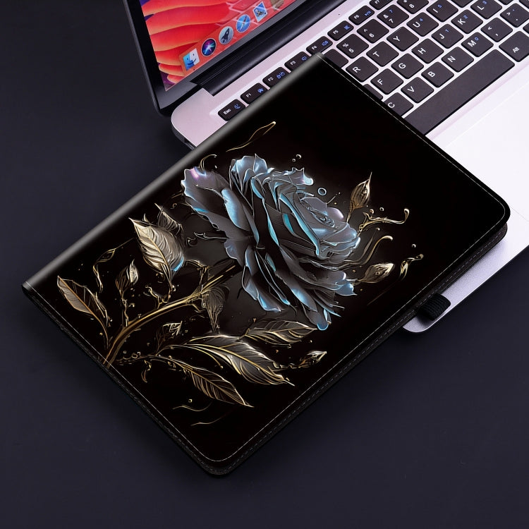 For Realme Pad 10.4 Crystal Texture Painted Leather Tablet Case(Black Rose) - Realme by PMC TechLife | Online Shopping South Africa | PMC TechLife | Buy Now Pay Later Mobicred