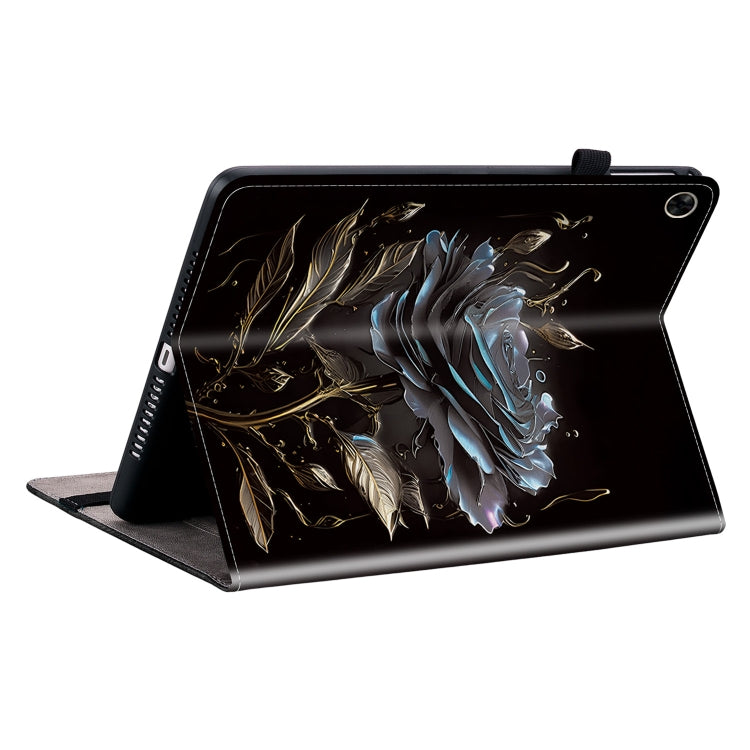 For Realme Pad 10.4 Crystal Texture Painted Leather Tablet Case(Black Rose) - Realme by PMC TechLife | Online Shopping South Africa | PMC TechLife | Buy Now Pay Later Mobicred