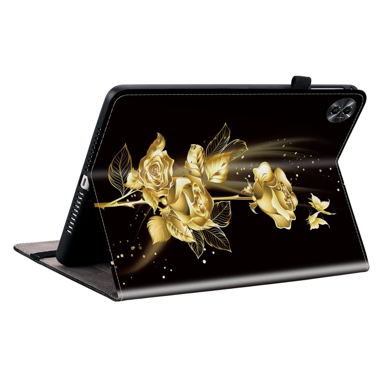 For Realme Pad 2 11.5 Crystal Texture Painted Leather Tablet Case(Gold Butterfly Rose) - Realme by PMC TechLife | Online Shopping South Africa | PMC TechLife | Buy Now Pay Later Mobicred