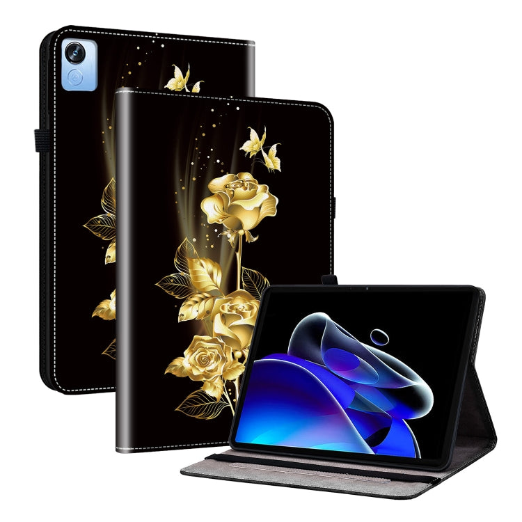 For Realme Pad X Crystal Texture Painted Leather Tablet Case(Gold Butterfly Rose) - Realme by PMC TechLife | Online Shopping South Africa | PMC TechLife | Buy Now Pay Later Mobicred