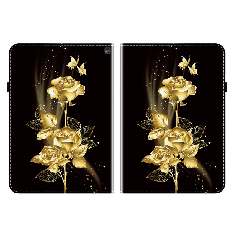 For Amazon Fire HD 10 2019/2017 Crystal Texture Painted Leather Smart Tablet Case(Gold Butterfly Rose) - Amazon by PMC TechLife | Online Shopping South Africa | PMC TechLife | Buy Now Pay Later Mobicred