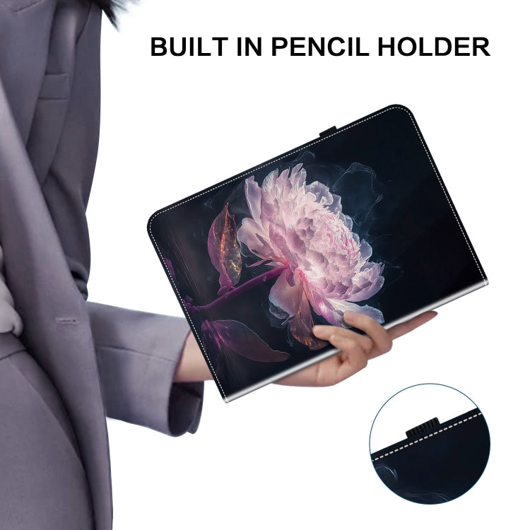 For Amazon Fire HD10 2023 Crystal Texture Painted Leather Tablet Case(Purple Peony) - Amazon by PMC TechLife | Online Shopping South Africa | PMC TechLife | Buy Now Pay Later Mobicred