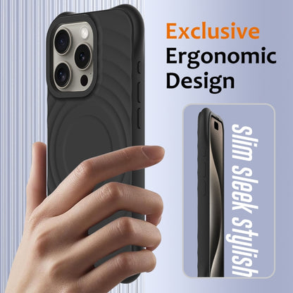 For iPhone 16 Pro Wave Texture MagSafe Magnetic Liquid Silicone Phone Case(Black) - iPhone 16 Pro Cases by PMC Jewellery | Online Shopping South Africa | PMC Jewellery | Buy Now Pay Later Mobicred